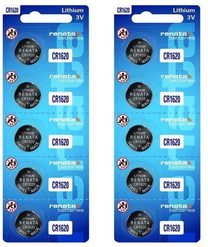 Renata CR1620 Lot de 10 piles bouton au lithium 3 V