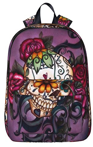 NYHGOXM Rucksack mit Totenkopf-Aufdruck, wasserabweisend, Laptop-Rucksack, Schulanfang, Schule, Schule und Universität, Schwarz , One size