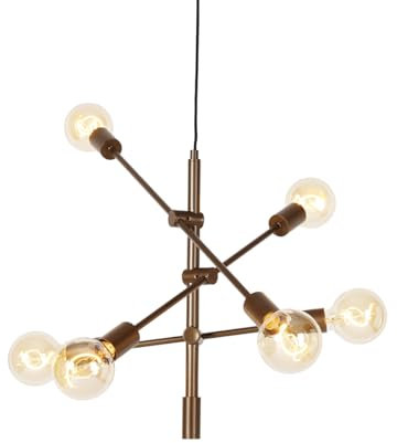 Qazqa - Industrie I Vintage I Industrie I Vintage I Hängelampe I Pendellampe I Pendelleuchte dunkelbronze 6-flammig – Sydney I Wohnzimmer I Schlafzimmer - Stahl Länglich - LED geeignet E27