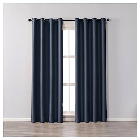 Mesnt Thermovorhang Hitzeschutz, Baumwolle Wärmeisolierter, raumverdunkelnder Verdunkelungsvorhang, Dunkelblau, H183 x B102 cm