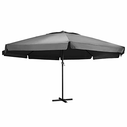 Festnight Sonnenschirm 6m mit Aluminium-Mast - Gartenschirm Anthrazit mit Große Kreuzstandfuß - Marktschirm