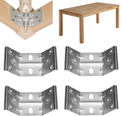 Evotrade Kit de 4 piezas Soporte de esquina interior para patas de mesa, placas de montaje reforzadas de acero galvanizado, altura 66 mm