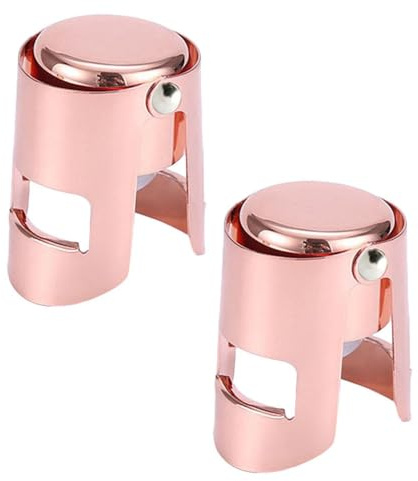tooloflife 2 st gnistrande flaskproppar, rostfritt stål vakuum champagne flaska pluggtätare, läckagesäker bubbelbehållande sparare för öl vin Prosecco – roséguld