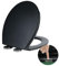 Siège de toilette à fermeture douce, avec dégagement rapide pour un nettoyage facile, standard, en forme de O, fixation supérieure simple, universel, noir