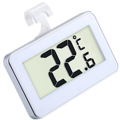 FONDOTIN 2stücke Innen Und Außenthermometer Für Kühlschrank Und Gefrierschrank Digitales Thermometer Mit Magnet Und Alarm Für Hohe Niedrige Temperaturen Pack Weiß