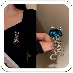Wendalern Broche Chat Strassée Broche Chaton Élégante Cristal Chaton Animal Épingle De Revers Vintage Corsage Vêtements Décor Broches Badges Accessoires Bijoux Pour Femmes Et Filles