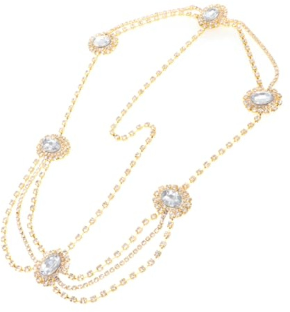 WOONEKY Diadema De Novia Cadenas De Cristales y Rhinestones Para Bodas Accesorio Elegante Para Mujeres y Niñas Adorno De Cabeza Retro y Gótico