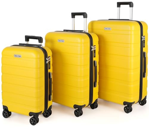 TANTOMI Koffer Set 3 Teilig Hartschale, Kofferset, Gepäck-Sets Koffer & Trolley Handgepäck, Reisekoffer mit Passwortsperre, Hartschalenkoffer Suitcase mit 4 Rollen(Mango, 3 Stück)