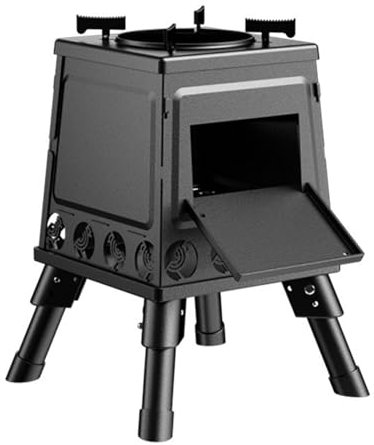 Outdoor Stove Tent Stoves Wood Burning Folding Removable Square Wood Stove Carbon Steel Compact Outdoor Cooking Solution with Foldable Feet