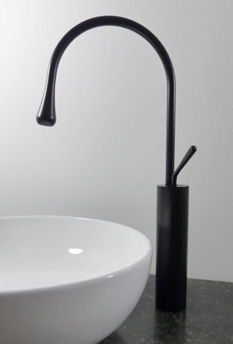 Nero extra hohe Design Bad Waschtisch Armatur schwarz matt für große Aufsatz Waschbecken Einhebelmischer Wasserhahn