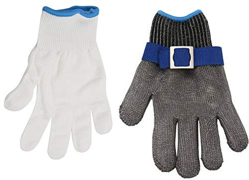 Rtppyakk Blau Schnittschutz Stabbeständig Edelstahlgitter Metzgerhandschuh Hochleistung Schutzklasse 5 Größe S