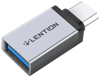 LENTION USB C to USB 3.0 Adapter, Type C Male to Type A Female Converter Compatible 2024-2016 MacBook Pro, New iPad Pro/Mac Air/Surface, Phone/Tablet, iPhone 16 iPhone 15 Stable Driver Certified (C3)