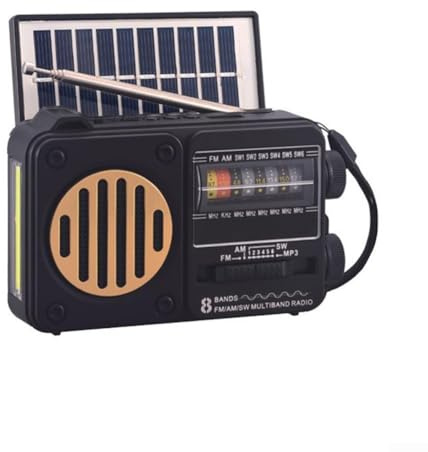 Hasaller Solar Radio Outdoor Ready Solar Radio Audio Multi-Band Antenna FM Card Radio U-Disk Portable Unlimited Blue tooth Speaker Small Portable Radio Wind Up Radio