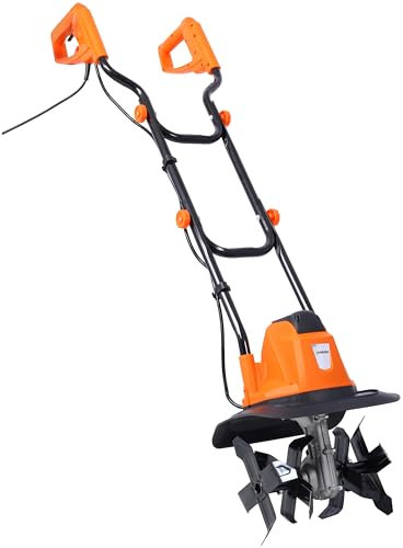 Cultivadora y cultivadora eléctrica para jardín - Potente 1050 W para preparación del suelo | Rotovador de cultivo de 32 cm, 22 cm de profundidad cultivador