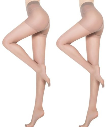 KYLOS Lot de 2 Collants Femme Semi-Opaques 15 Denier - Microfibre Élastique Confortable pour Tenue Quotidienne ou Professionnelle - Couleur Chair Naturel