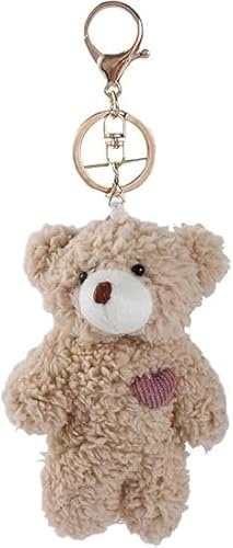 Wpppan Braunbär Plüsch Schlüsselanhänger, Kawaii Plüschbär Schlüsselanhänger, Frauen Stofftiere Taschenanhänger, DIY Schmuck Hund Plüsch Schlüsselanhänger Auto Schlüsselanhänger Rosa Herz Teddybären
