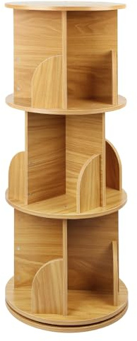 Drehbares Bücherregal mit 3 Ebenen, weiß, hohes Aufbewahrungsregal, stapelbar, für Schlafzimmer, Wohnzimmer, Büro, 40 x 40 x 97 cm (Originalholzfarbe)