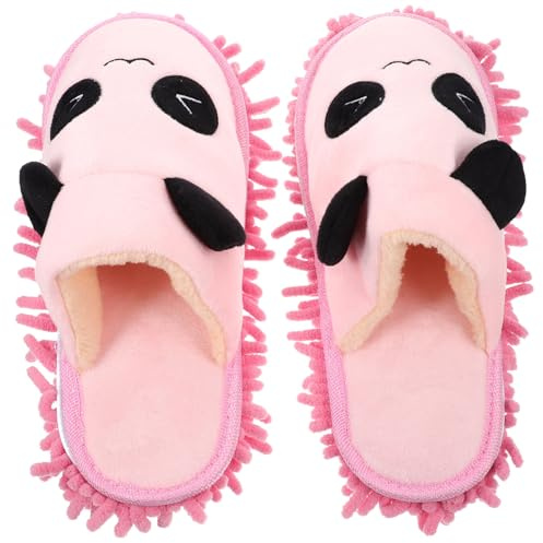 Veemoon Pantuflas de Trapeador para Limpieza de Pisos y Polvo, Zapatillas de Microfibra Rosa, Material Resistente y Absorbente, Uso Doméstico para Mujer, Talla Única, Antideslizantes