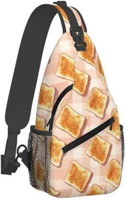 Joli sac à bandoulière imprimé toast pour homme et femme, sac à bandoulière pour voyage, randonnée