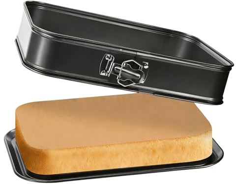Moldes Para Hornear Tartas - Rectangular Antiadherente Reutilizable Utensilios De Hornear,Molde Para Con Fondo Desmontable | para Muffins Brownies Panadería Casera Comercial Principiantes Adul