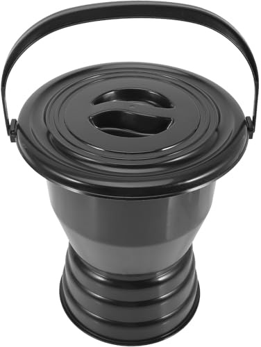 Ipetboom Orinal Portátil para Adultos, Urinario Nocturno con Tapa, Plástico Grueso Negro, Orinal con Asa Antideslizante, Escupidera para Ancianos, Uso Interior y Hospitalario