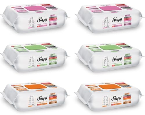 Sleepy Easy Clean våtservetter med grapefrukt, apelsin och ananas, 100 våtservetter per förpackning, fruktig arom, våtservetter, set med 3/6 (3)
