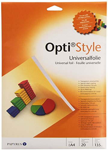 inapa 88082000 bedruckbare Overhead-Folie Opti-Style für Präsentationen, DIN-A4, 20 Folien/Packung, transparent