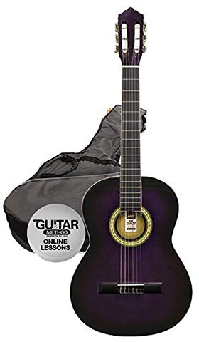Ashton Klassische Gitarre mit Accessoires Volle Größe, klassisch violett
