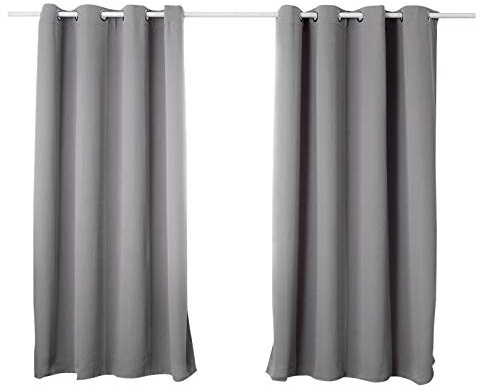 WOLTU Verdunklungsvorhänge mit Ösen Gardine Blickdicht 135x175cm Dunkelgrau | 2er Set, 250g/m² schwere Gardinen mit Sichtschutz, Thermovorhang für Wohnzimmer und Schlafzimmer, Länge 245 cm