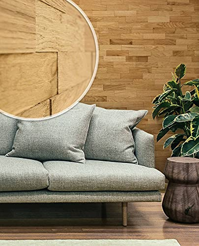 wodewa | Wandverkleidung Holz Eiche Auslese | 1m² 3D Echtholz Wandpaneele 200x50mm | Wohnzimmer Büro Modern | Made in Germany | strukturiert geölt 200