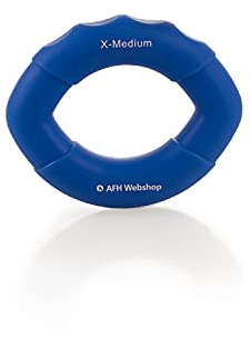 AFH Webshop Silikon Handtrainer und Fingertrainer | EasyFlex Premium Qualität | ergonomischer Fingertrainer Ring | Greifkraft Griffkraft Trainer (Länge: 8 cm, blau | leicht-mittel)