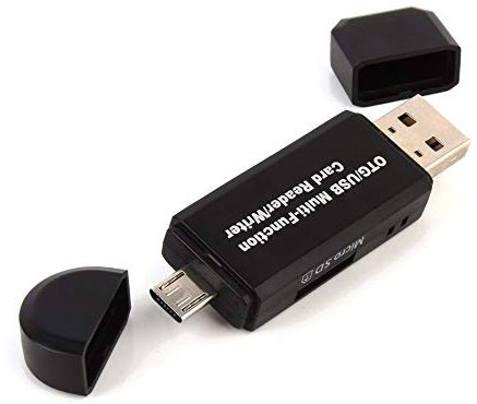 REY Adaptador OTG USB y Micro USB Multifunción con Lector de Tarjetas de Memoria SD y Micro SD
