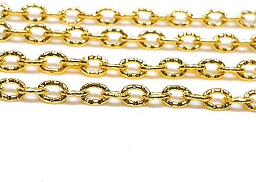 Perlin Catena a maglie da 3 metri, ovale, 4 mm, in oro, al metro, per la creazione di gioielli, collane, bracciali, fai da te