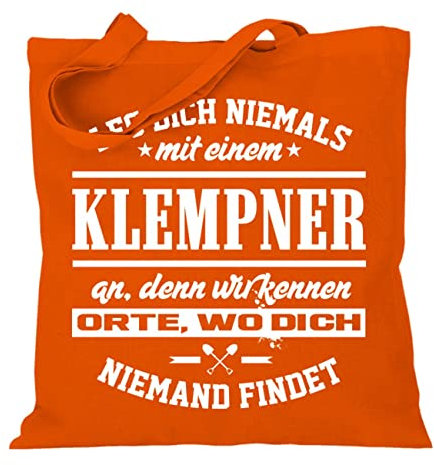 Stoffbeutel Jutebeutel Lange Henkel mit Spruch Leg Dich Klempner