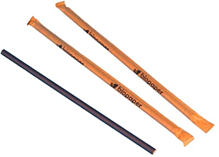 Pro DP 1000 Bio Papiertrinkhalme Strohhalme Papier Jumbo für Shakes, Smoothies, extralang Ø8mm 25cm lang schwarz starr einzeln gehüllt