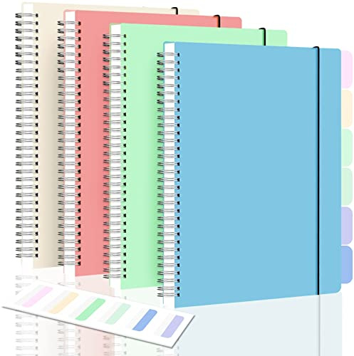 Amanple Graph Paper Notebook, 8.5 x 11 Spiral Notebook, A4 Graph Notebook Journal, 5mm Graphing Grid Notebook for Math, Lab, Engineering, School, 24PCS Index Tabs, Assorted Pastel Notebook Pack