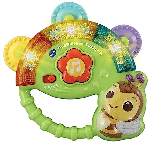 Vtech Baby Musikbienen-Tamburin – Musik-Spielzeug mit Zahleninhalten, lustigen Geräuschen, Sätzen und Liedern – Für Kinder von 3-36 Monaten