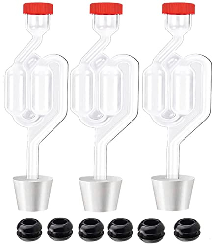 3ct. Twin Bubble Airlocks Set, Airlocks for Fermenting,Air Lock Ferment for Brewing Beer Wine Homebrew for Fermenting Carboy Mason Jar with #6 Stoppers and Grommets