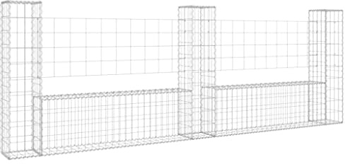 vidaXL Gabionenkorb U-Form mit 3 Säulen Eisen 260x20x100 cm