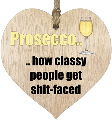 Hanging Wooden Heart Sign Plaque for Prosecco Lovers, Gifts for Women | Light Wood Hearts Signs, Thank You Gifts, Friendship Plaque, Best Friend Birthday, Christmas, Bridesmaid Gift