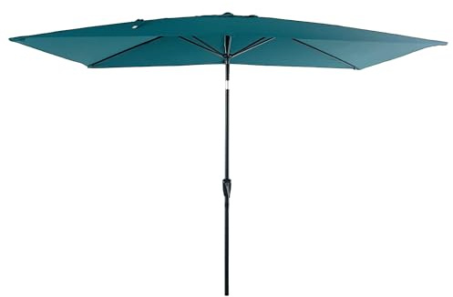 Parasol Droit HAPUNA rectangulaire 2x3m Bleu avec manivelle. Parasol Droit inclinable.