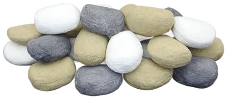 The Stove Wizard Ceramic Gas Fire Pebbles 60mm x 45mm x 35mm Grey & White | Ceramic replacement pebbles, For compatible gas fires, Also for bioethanol fires