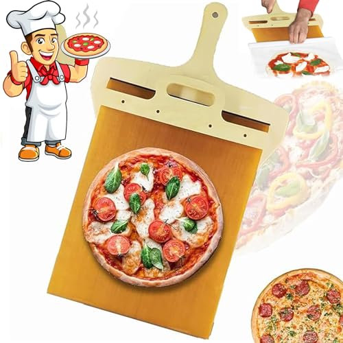 SMchwbc Sliding Pizza Peel, Pala scorrevole per pizza, Pala per pizza con manico, Paletta per pizza scorrevole, Pala per pizza Shovel, Pala per pizza scorrevole che trasmette perfettamente la pizza