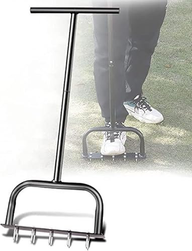 Aeratore per carotaggio del prato, Aeratore per prato con 10 punte, Aeratore manuale a denti cavi, Aeratore manuale per prato, Strumento per allentare il terreno, Aerazione del giardino per terreni