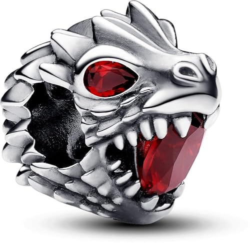 PANDORA Ciondolo in argento Sterling con testa di drago de Il Trono di Spade e cristallo rosso salsa
