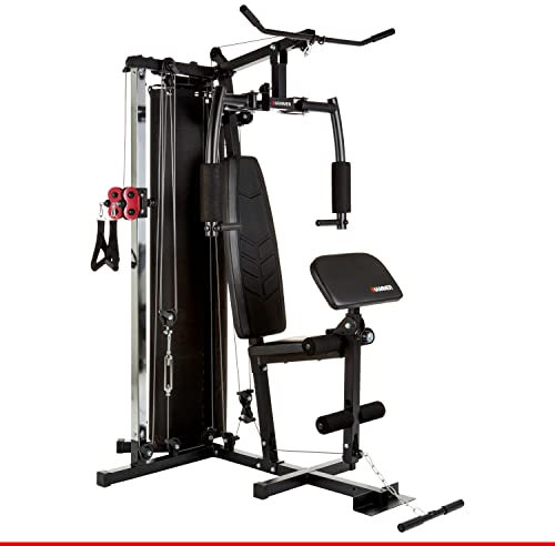 HAMMER Kraftstation Ferrum TX2, Trainingsstation mit Seilzugsystem, umfangreiches Zubehörset, Übungen für Bauch, Rücken & Co, über 45 Übungsmöglichkeiten, 150 x 120 x 198 cm