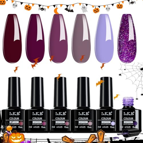 Gel Nail Polish Set, 6 Colors Gel Nail Kit Soak Off UV LED Nails Polish Set Manicure Kit Salon at Home