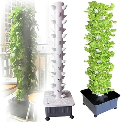 QXHDPYMXZ 15 Etagen, 45 Löcher, Hydrokultur-Turm-Set,Vertikales Hydrokultur-Anbausystem, Aquaponik-Anbausystem, erdloses Hydrokultur-Turm-Anbausystem für Kräuter und Gemüse