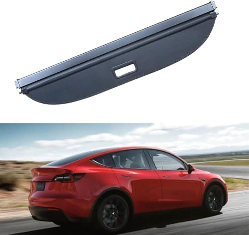 LUMZAG Auto Einziehbare Hintere Kofferraum Hutablage Für Tesla Model Y 2020-pr, Kofferraum Trennwand Vorhang Schattenschutz PrivatsphäRe Vorhang