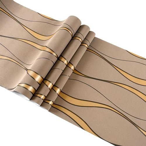 Papel pintado a rayas | Papel de contacto 3D moderno con purpurina – Rollo de papel tapiz de pared curvado, extraíble, no tejido, papel tapiz de rayas verticales